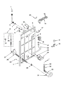 Rear Panel Parts parts for Kenmore Washer 110.14852300 (11014852300, 110 14852300) from AppliancePartsPros.com