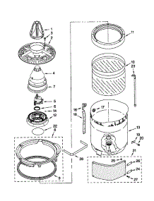 Washplate, Basket, And Tube parts for Kenmore Washer 110.21082000 (11021082000, 110 21082000) from AppliancePartsPros.com
