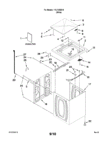 Top And Cabinet Parts parts for Kenmore Washer 110.21202010 (11021202010, 110 21202010) from AppliancePartsPros.com