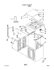 Top And Cabinet Parts parts for Kenmore Washer 110.21252110 (11021252110, 110 21252110) from AppliancePartsPros.com
