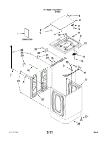 Top And Cabinet Parts parts for Kenmore Washer 110.21302011 (11021302011, 110 21302011) from AppliancePartsPros.com