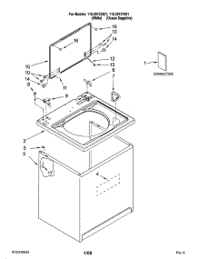 Top And Cabinet Parts parts for Kenmore Washer 110.29722801 (11029722801, 110 29722801) from AppliancePartsPros.com