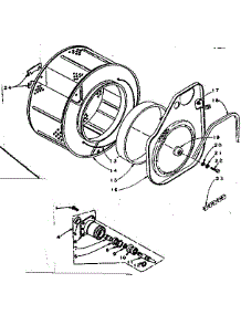 Cylinder And Hub parts for Kenmore Washer Dryer Combo 110.5809702 (1105809702, 110 5809702) from AppliancePartsPros.com