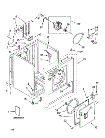 Cabinet Parts parts for Kenmore Dryer 110.67332600 (11067332600, 110 67332600) from AppliancePartsPros.com