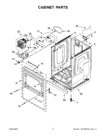 Cabinet Parts parts for Kenmore Dryer 110.71652021 (11071652021, 110 71652021) from AppliancePartsPros.com