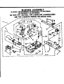 Burner Assembly parts for Sears Dryer 1107207103W10 from AppliancePartsPros.com