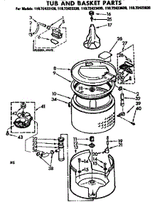 Tub And Basket Parts parts for Kenmore Washer 110.72423220 (11072423220, 110 72423220) from AppliancePartsPros.com