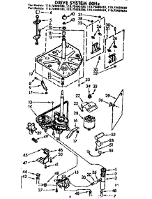 Drive System 60 Hz parts for Kenmore Washer 110.72490430 (11072490430, 110 72490430) from AppliancePartsPros.com