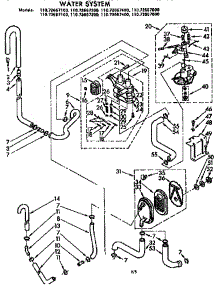 Water System parts for Kenmore Washer 110.72667600 (11072667600, 110 72667600) from AppliancePartsPros.com