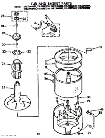 Tub And Basket Parts parts for Kenmore Washer 110.72893120 (11072893120, 110 72893120) from AppliancePartsPros.com