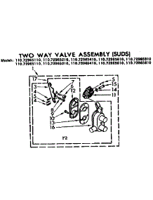 Two Way Valve Assembly Suds parts for Kenmore Washer 110.72965810 (11072965810, 110 72965810) from AppliancePartsPros.com