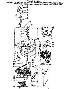 Drive Parts parts for Kenmore Washer 110.72977600 (11072977600, 110 72977600) from AppliancePartsPros.com