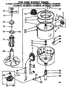 Tub And Basket Parts parts for Kenmore Washer 110.72982610 (11072982610, 110 72982610) from AppliancePartsPros.com