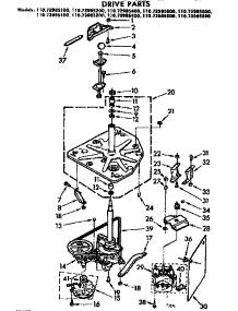 Drive Parts parts for Kenmore Washer 110.72985200 (11072985200, 110 72985200) from AppliancePartsPros.com