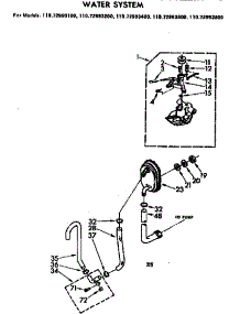 Water System parts for Kenmore Washer 110.72993600 (11072993600, 110 72993600) from AppliancePartsPros.com
