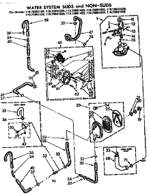 Water System Suds And Non Suds parts for Kenmore Washer 110.73891420 (11073891420, 110 73891420) from AppliancePartsPros.com
