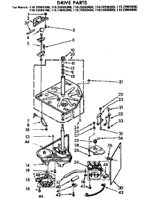 Drive Parts parts for Kenmore Washer 110.73992200 (11073992200, 110 73992200) from AppliancePartsPros.com