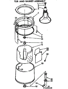 Tub And Basket Assembly parts for Kenmore Washer 110.74650130 (11074650130, 110 74650130) from AppliancePartsPros.com