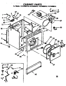 Cabinet Parts parts for Kenmore Dryer 110.76408610 (11076408610, 110 76408610) from AppliancePartsPros.com