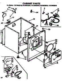 Cabinet Parts parts for Kenmore Dryer 110.76423610 (11076423610, 110 76423610) from AppliancePartsPros.com