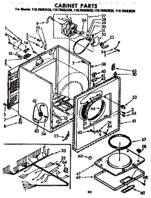 Cabinet Parts parts for Kenmore Dryer 110.76483620 (11076483620, 110 76483620) from AppliancePartsPros.com