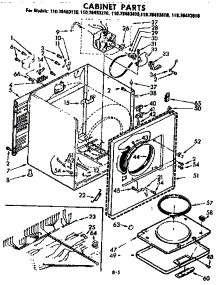 Cabinet Parts parts for Kenmore Dryer 110.76483810 (11076483810, 110 76483810) from AppliancePartsPros.com