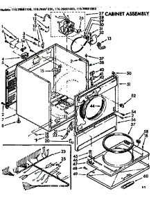 Cabinet Assembly parts for Kenmore Dryer 110.76691100 (11076691100, 110 76691100) from AppliancePartsPros.com