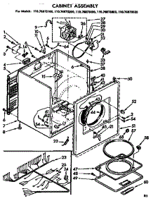 Cabinet Assembly parts for Kenmore Dryer 110.76873100 (11076873100, 110 76873100) from AppliancePartsPros.com
