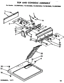 Top And Console Assembly parts for Kenmore Dryer 110.76873400 (11076873400, 110 76873400) from AppliancePartsPros.com