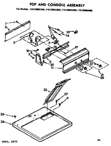 Top And Console Assembly parts for Kenmore Dryer 110.76885400 (11076885400, 110 76885400) from AppliancePartsPros.com