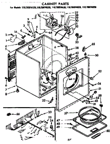 Cabinet Parts parts for Kenmore Dryer 110.76974420 (11076974420, 110 76974420) from AppliancePartsPros.com