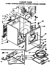 Cabinet Parts parts for Kenmore Dryer 110.76974430 (11076974430, 110 76974430) from AppliancePartsPros.com