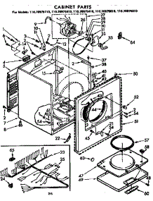 Cabinet Parts parts for Kenmore Dryer 110.76975410 (11076975410, 110 76975410) from AppliancePartsPros.com
