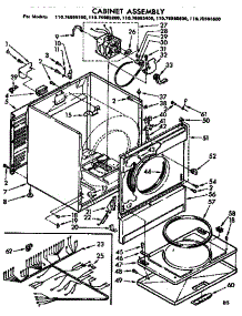 Cabinet Assembly parts for Kenmore Dryer 110.76985600 (11076985600, 110 76985600) from AppliancePartsPros.com