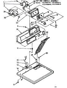 Top And Console Assembly parts for Sears Dryer 11077450210 from AppliancePartsPros.com