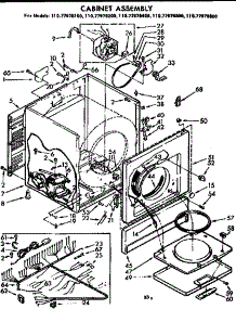 Cabinet Assembly parts for Sears Dryer 11077978400 from AppliancePartsPros.com