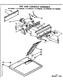 Top And Console Parts parts for Kenmore Dryer 110.77980800 (11077980800, 110 77980800) from AppliancePartsPros.com
