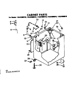 Cabinet Parts parts for Kenmore Washer 110.81080110 (11081080110, 110 81080110) from AppliancePartsPros.com