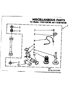 Miscellaneous Parts parts for Kenmore Washer 110.81155100 (11081155100, 110 81155100) from AppliancePartsPros.com