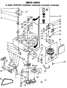 Drive Parts parts for Kenmore Washer 110.82074420 (11082074420, 110 82074420) from AppliancePartsPros.com