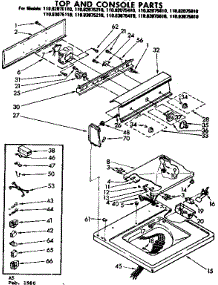 Top And Console Parts parts for Kenmore Washer 110.82075810 (11082075810, 110 82075810) from AppliancePartsPros.com