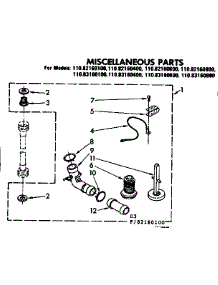 Miscellaneous Parts parts for Kenmore Washer 110.82160100 (11082160100, 110 82160100) from AppliancePartsPros.com