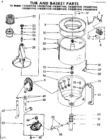 Tub And Basket Parts parts for Kenmore Washer 110.83071410 (11083071410, 110 83071410) from AppliancePartsPros.com
