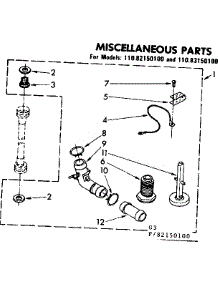 Miscellaneous Parts parts for Kenmore Washer 110.83150100 (11083150100, 110 83150100) from AppliancePartsPros.com