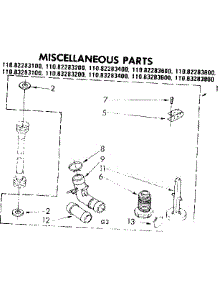Miscellaneous Parts parts for Kenmore Washer 110.83283200 (11083283200, 110 83283200) from AppliancePartsPros.com