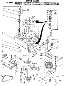 Drive Parts parts for Kenmore Washer 110.83360400 (11083360400, 110 83360400) from AppliancePartsPros.com