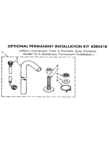 Optional Permanent Installation Kit #285418 parts for Kenmore Washer 110.84870110 (11084870110, 110 84870110) from AppliancePartsPros.com
