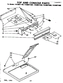 Top And Console Parts parts for Kenmore Dryer 110.86071600 (11086071600, 110 86071600) from AppliancePartsPros.com