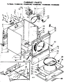Cabinet Parts parts for Kenmore Dryer 110.86082200 (11086082200, 110 86082200) from AppliancePartsPros.com