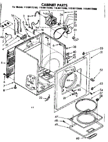 Cabinet Parts parts for Kenmore Dryer 110.86172800 (11086172800, 110 86172800) from AppliancePartsPros.com
